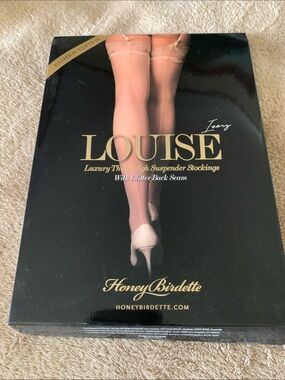 Honey Birdette Louise Ivory Luxury Thigh High Suspender Stockings